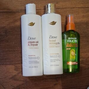 Dove Shampoo and Conditioner Set with Garnier Fructis Spray